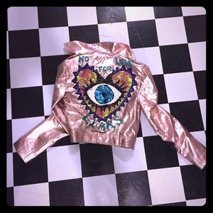 Custom Sequin Metallic Moto Jacket